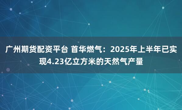 广州期货配资平台 首华燃气：2025年上半年已实现4.23亿立方米的天然气产量