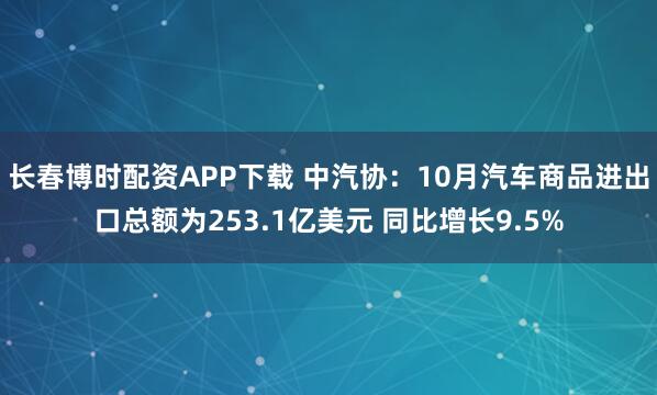 长春博时配资APP下载 中汽协：10月汽车商品进出口总额为253.1亿美元 同比增长9.5%